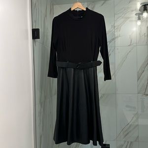 Calvin Klein Faux Leather Black Midi Dress
